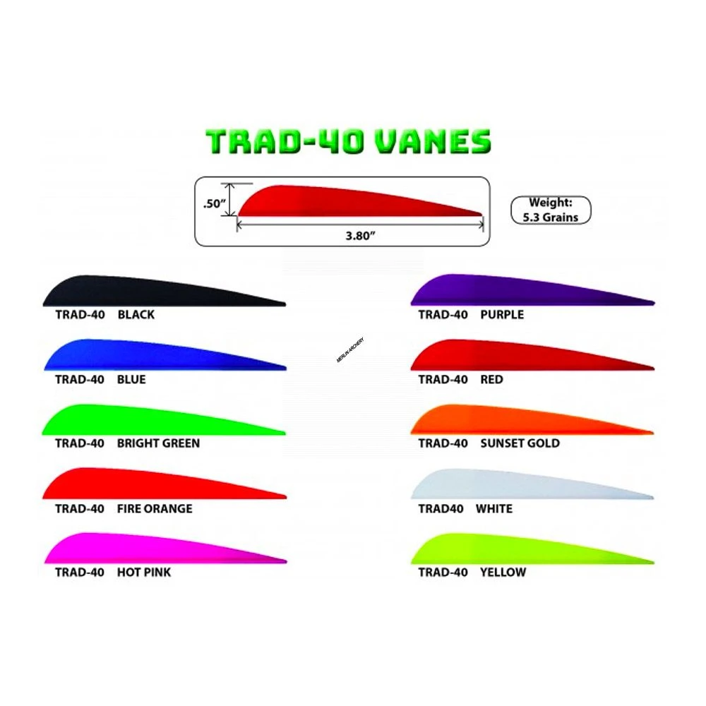 AAE Arizona Trad-40 Vanes - 3.8" 3 AAE Arizona Trad-40 Vanes - 3.8"